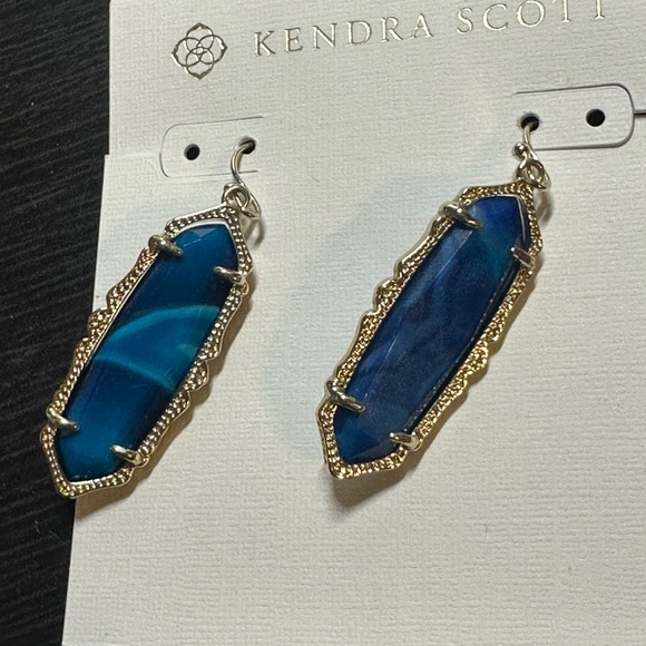 GUC Kendra Scott Blue Agate Fran (smaller) Earrings - See Video for True color - Picture 6 of 9